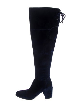 Halston Velvet Lace-Up Boots