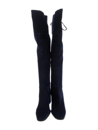 Halston Velvet Lace-Up Boots