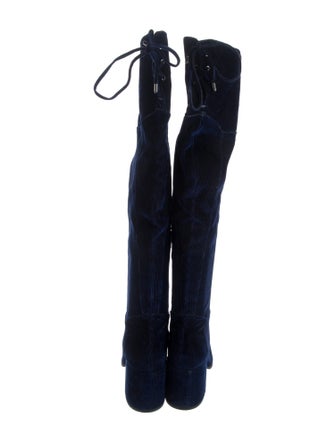 Halston Velvet Lace-Up Boots