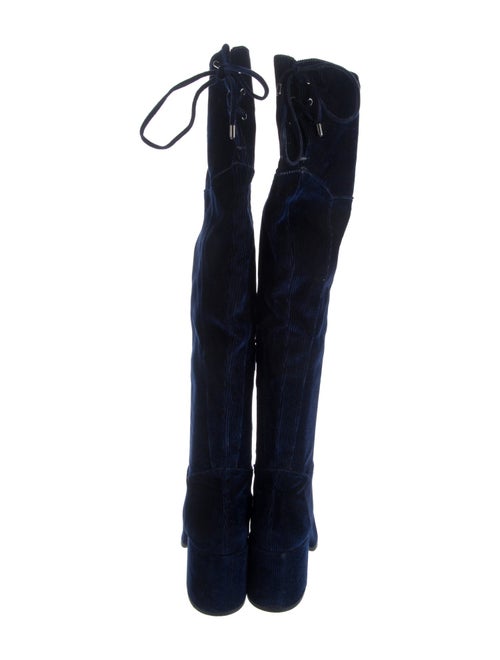 Halston Velvet Lace-Up Boots