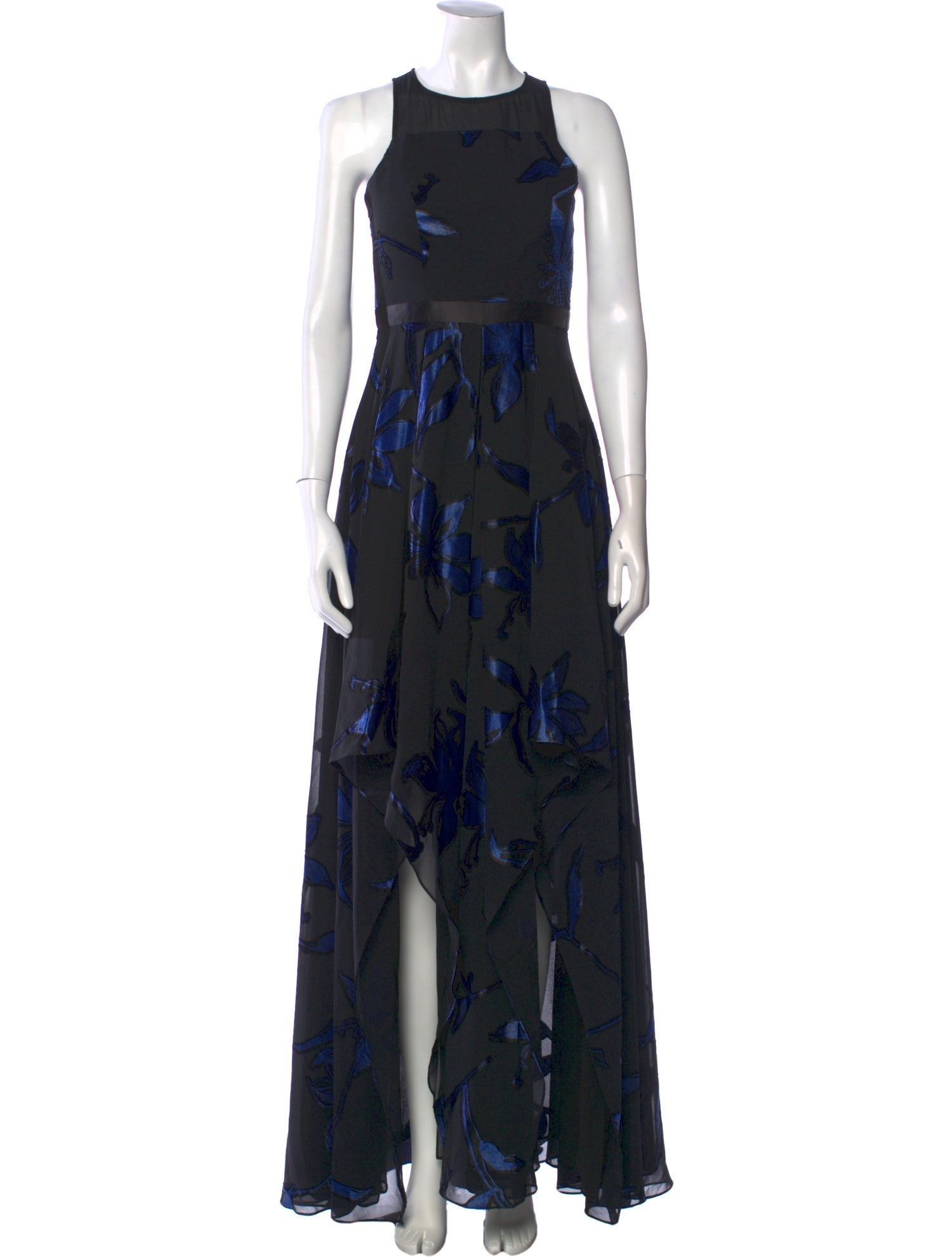 Halston Floral Print Long Dress