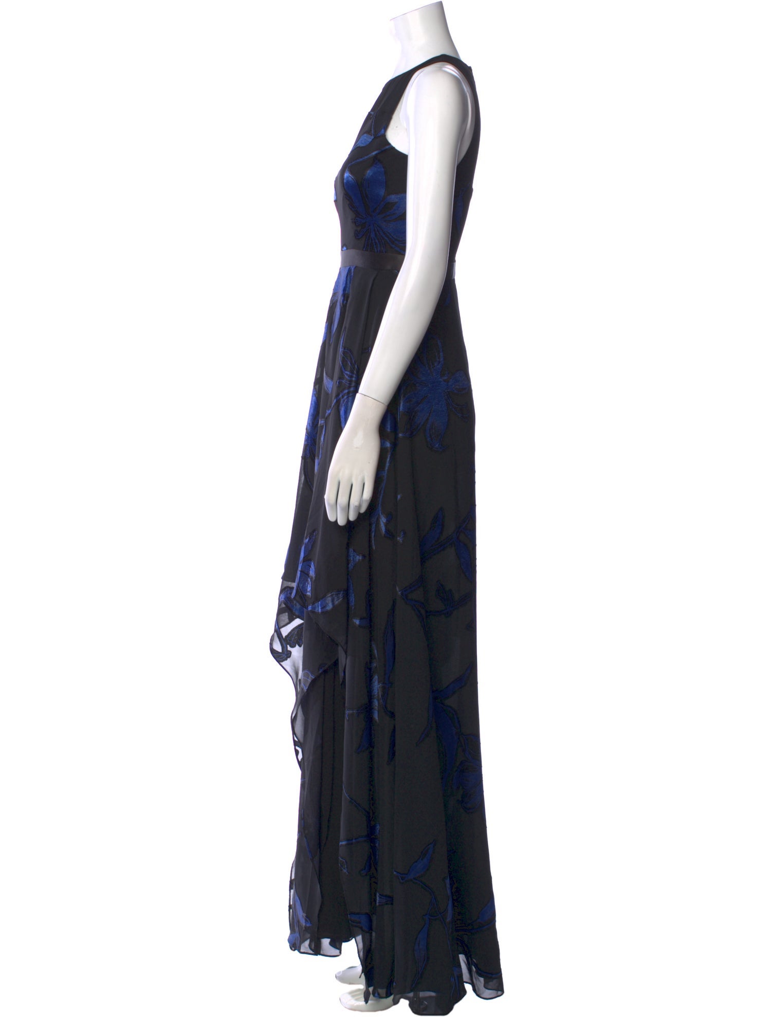 Halston Floral Print Long Dress