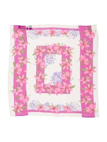 Halston Scarves and Shawls Silk Floral Print Scarf
