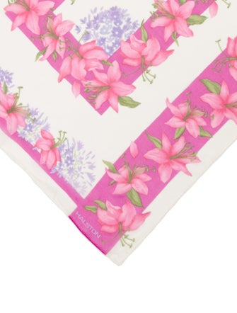 Halston Silk Floral Print Scarf