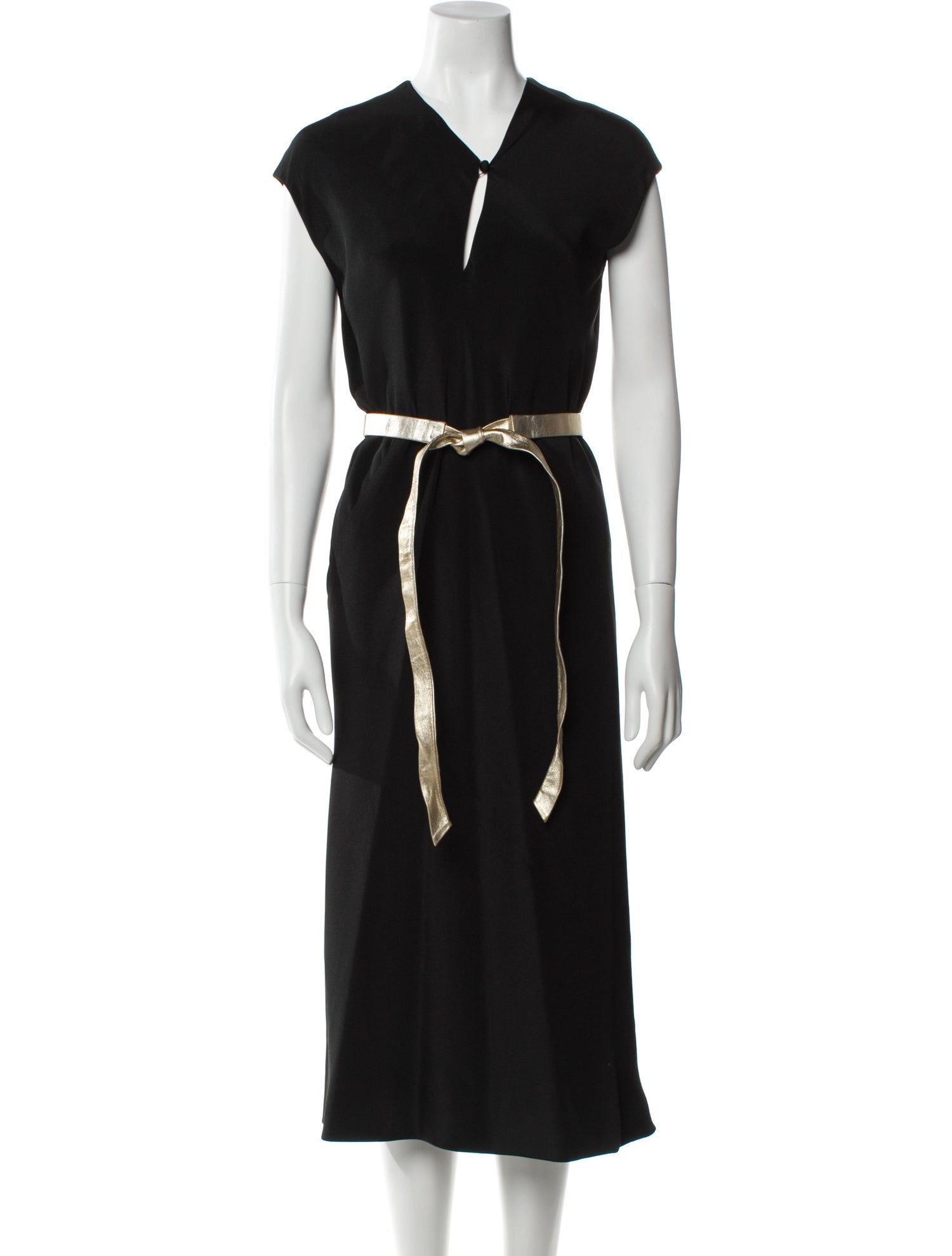 Halston V-Neck Midi Length Dress
