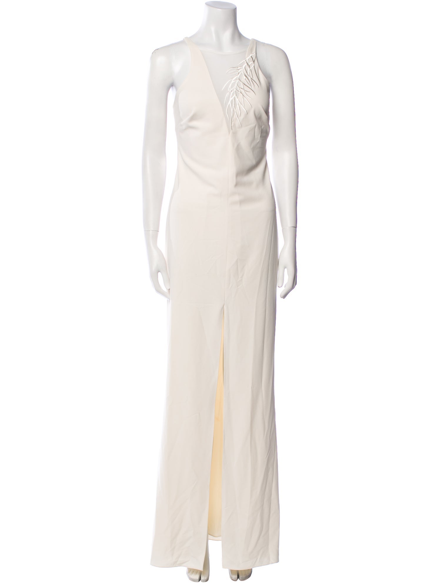 Halston V-Neck Long Dress