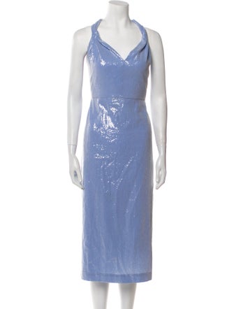 Halston V-Neck Midi Length Dress w/ Tags