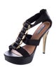 Halston Leather T-Strap Sandals