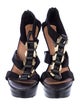 Halston Leather T-Strap Sandals