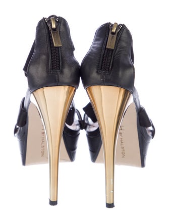 Halston Leather T-Strap Sandals