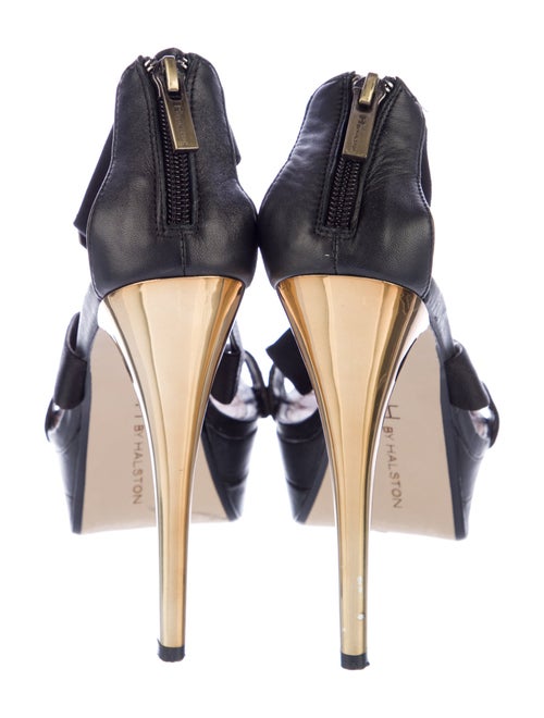 Halston Leather T-Strap Sandals