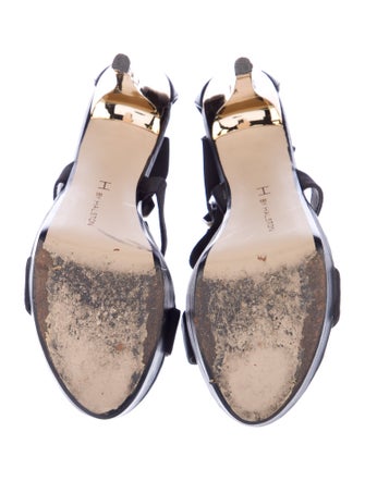 Halston Leather T-Strap Sandals