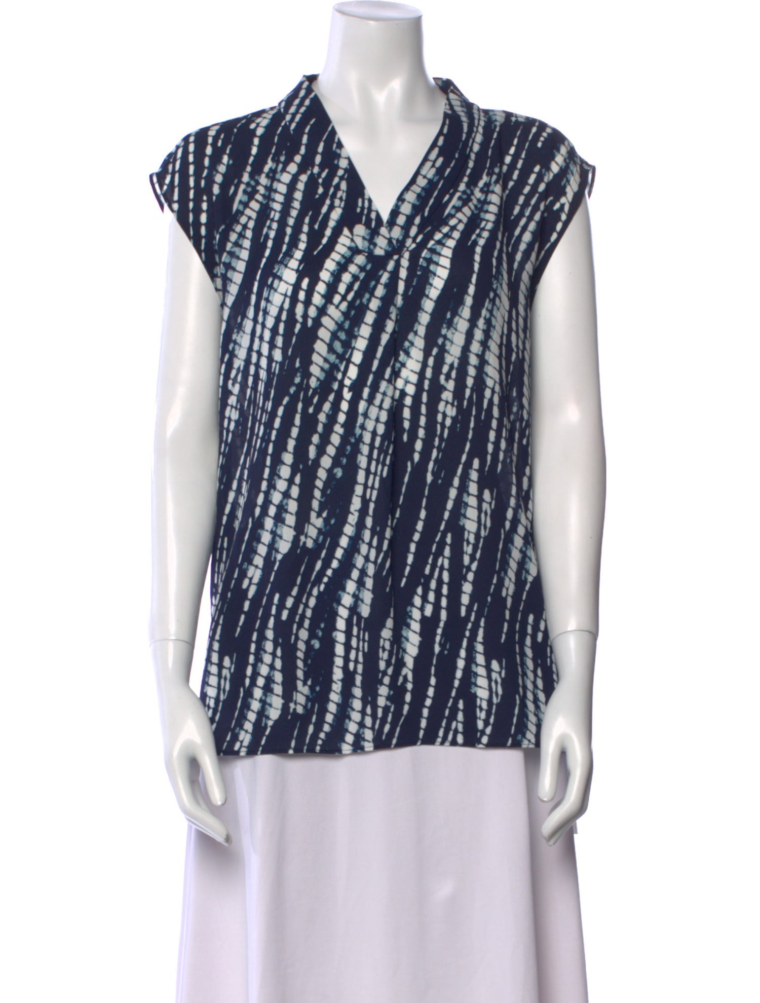 Halston Printed V-Neck Top