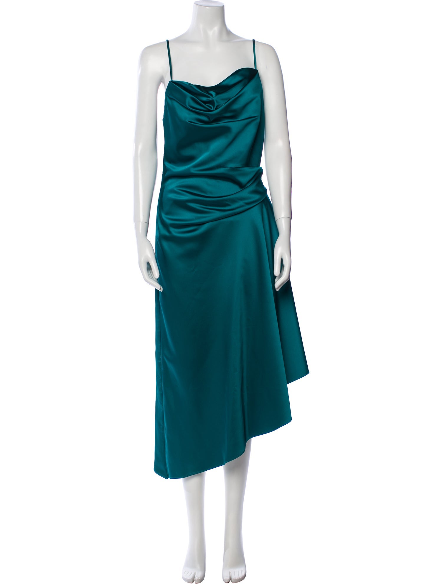 Halston Cowl Neck Midi Length Dress