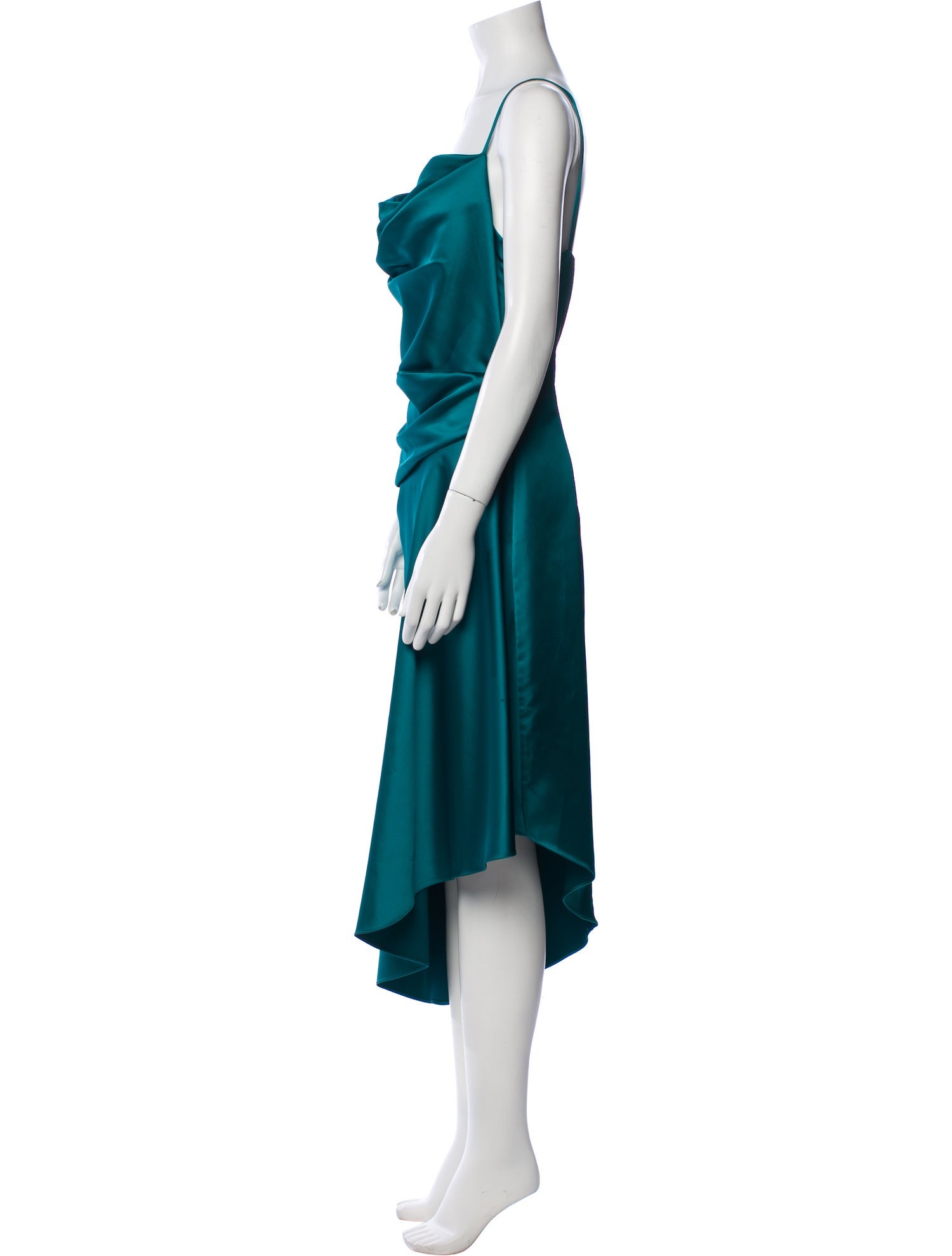 Halston Cowl Neck Midi Length Dress