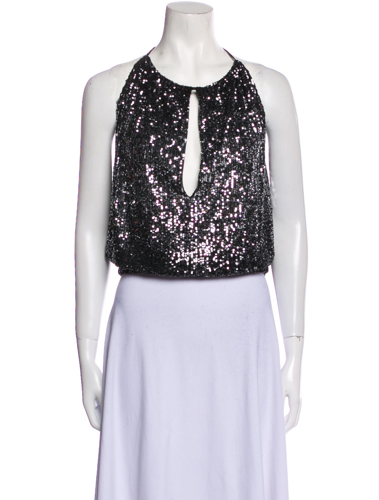 Halston V-Neck Sleeveless Crop Top