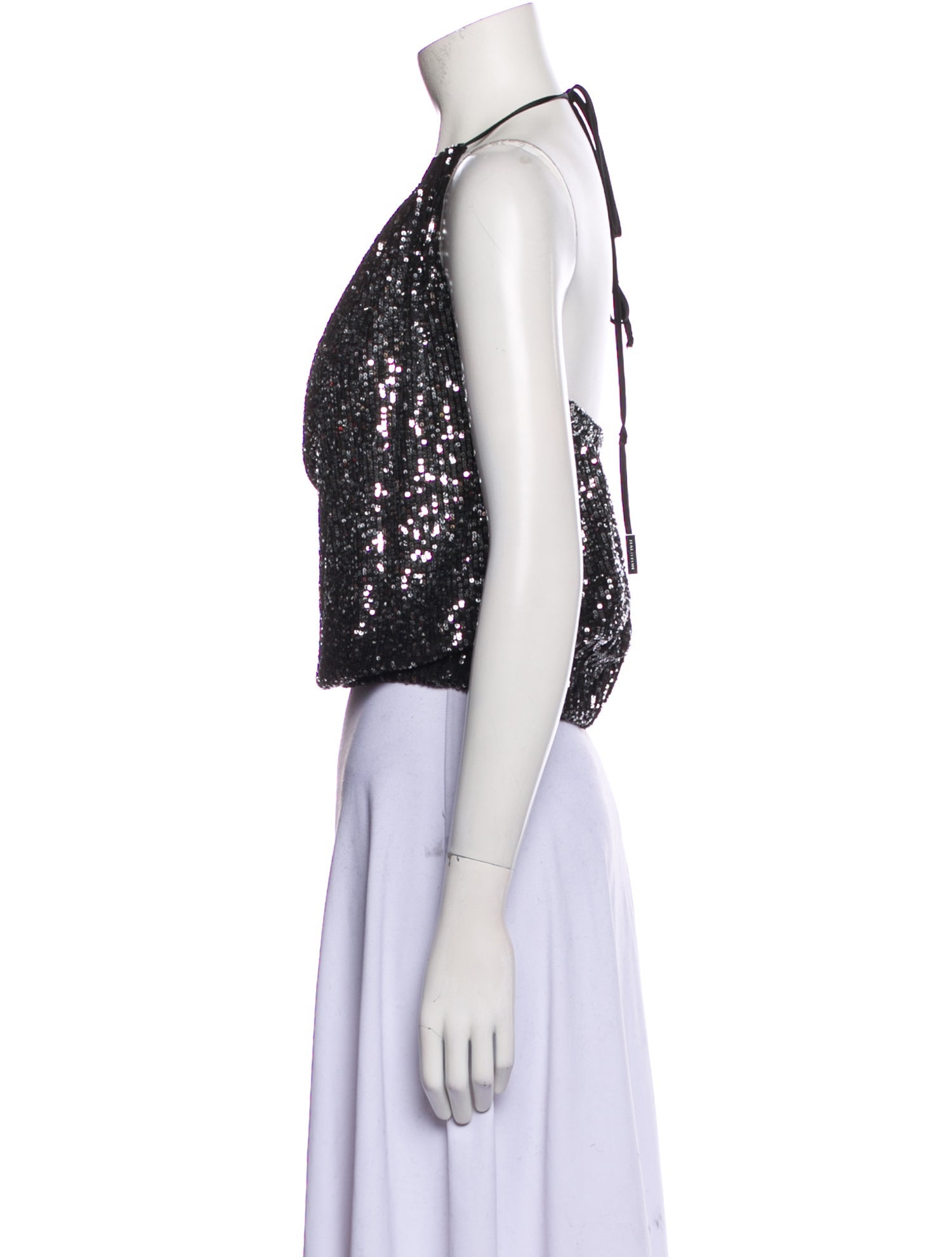 Halston V-Neck Sleeveless Crop Top