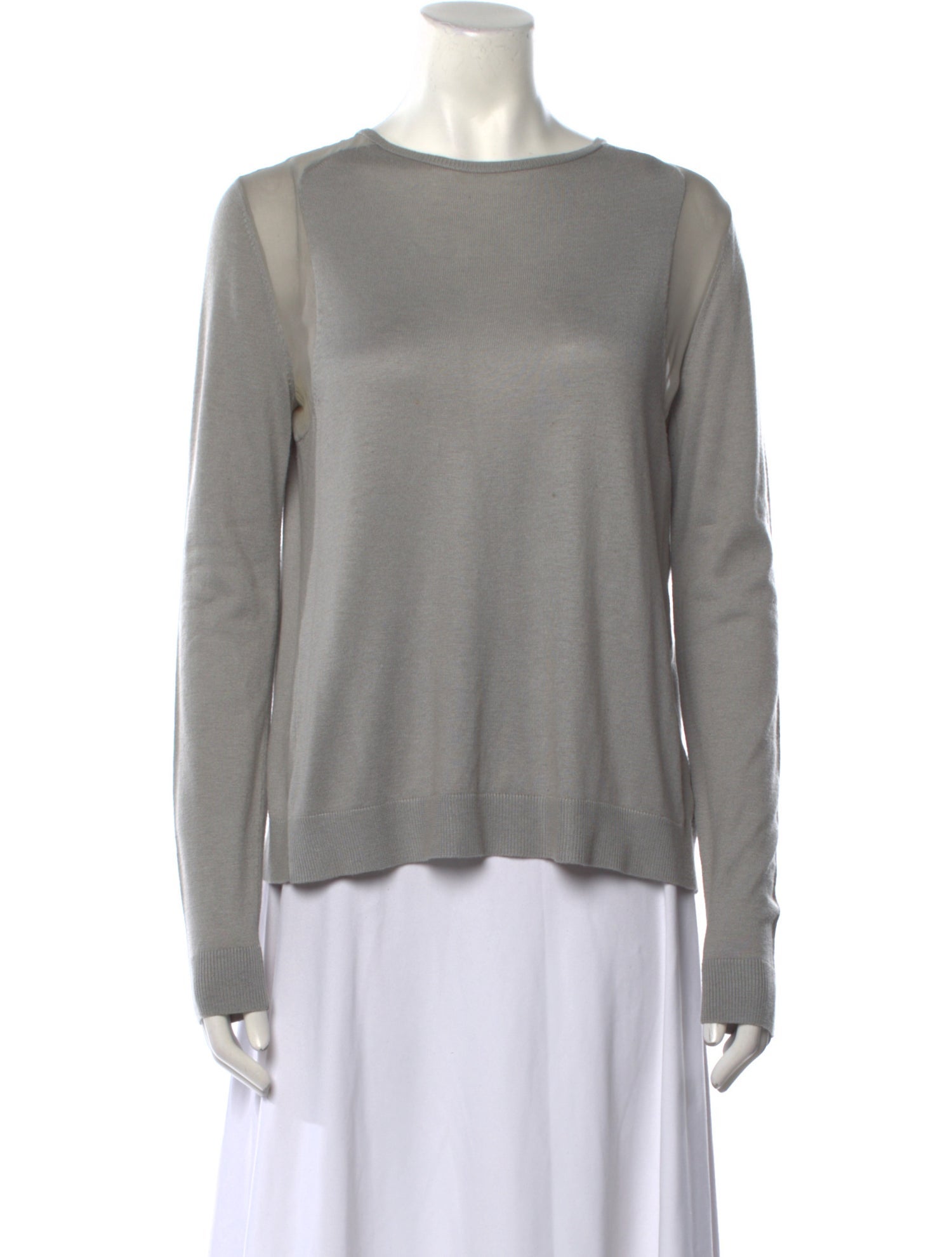 Halston Bateau Neckline Long Sleeve Top