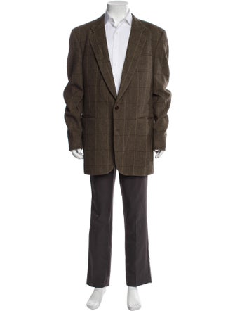 Halston Camel Hair Tweed Pattern Blazer