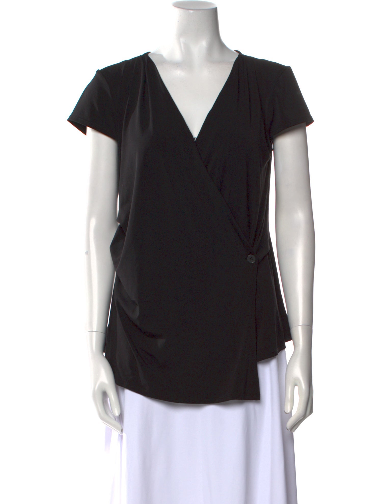 Halston V-Neck Short Sleeve Blouse