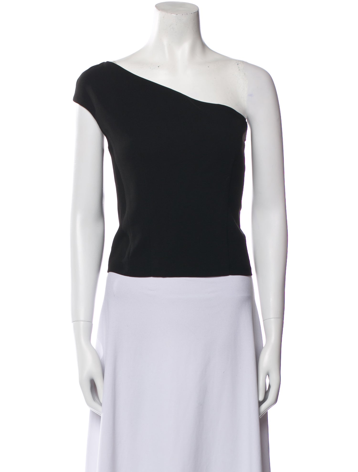 Halston One-Shoulder Short Sleeve Crop Top