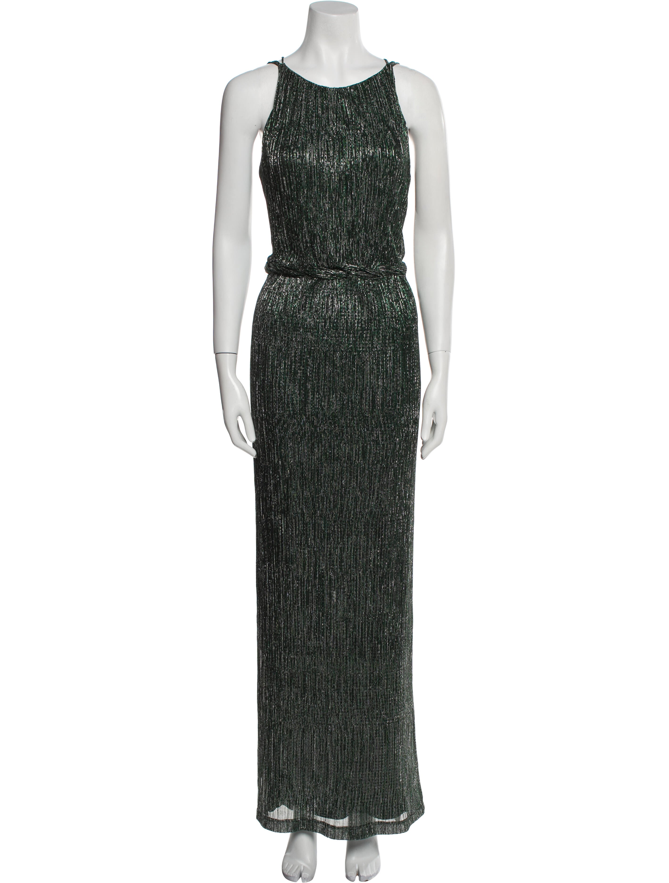 Halston Striped Long Dress