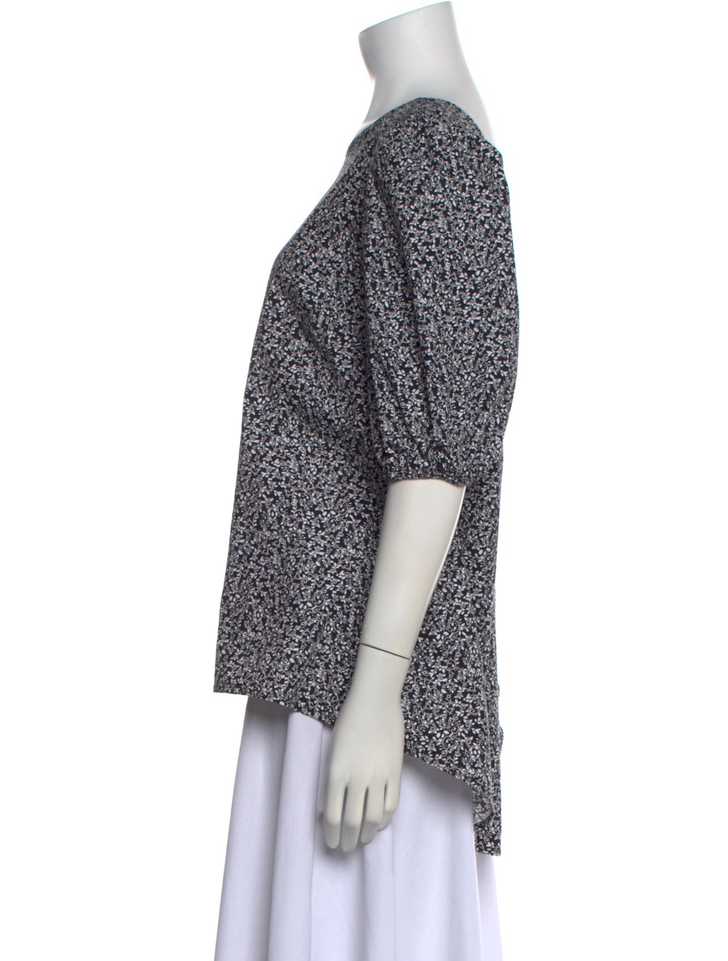 Halston Printed Bateau Neckline Top