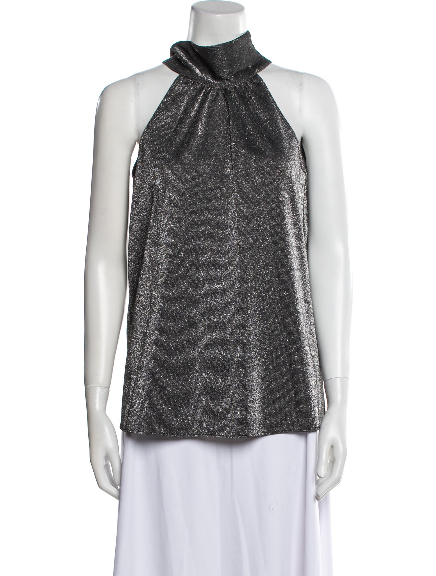 Halston Mock Neck Sleeveless Blouse