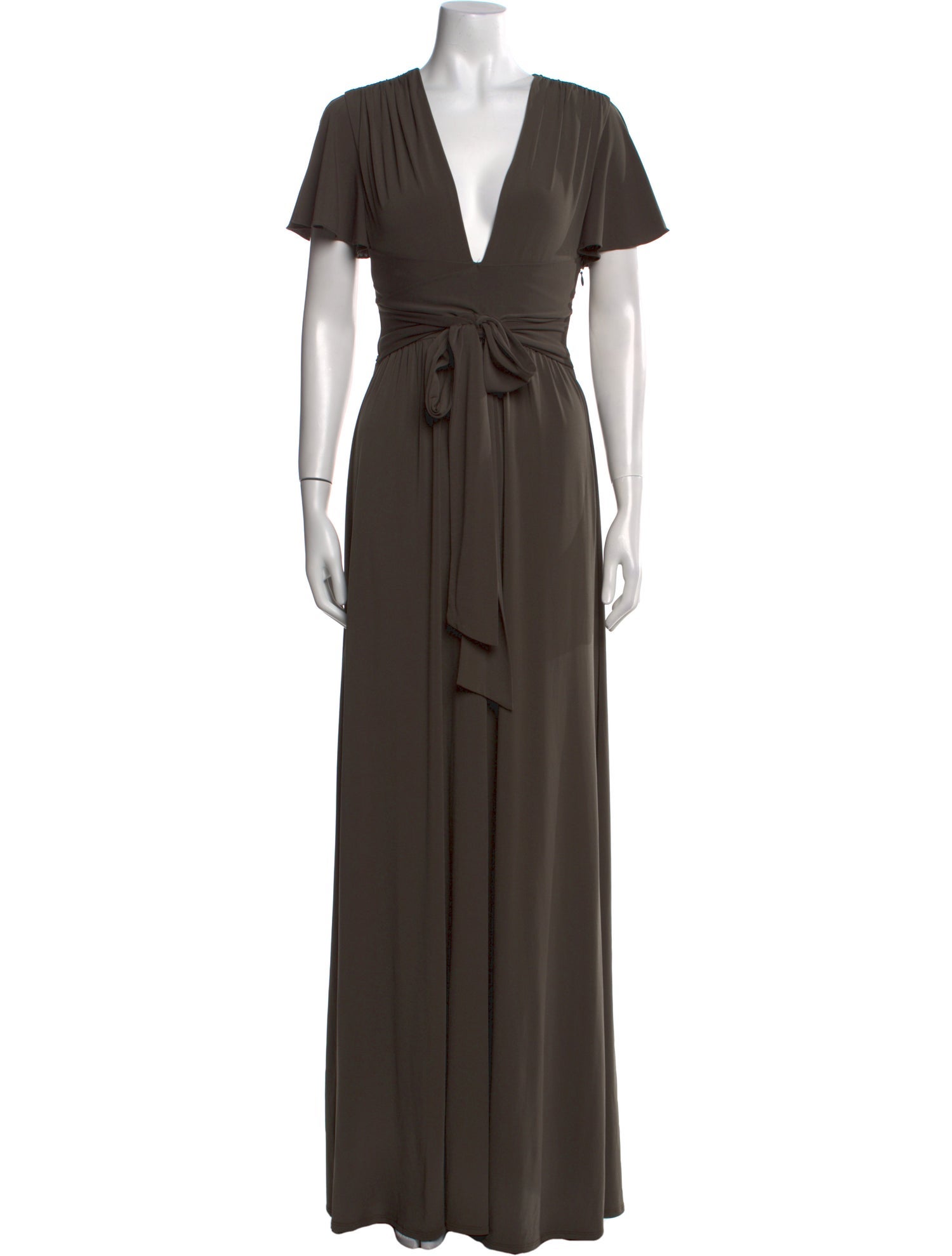 Halston V-Neck Long Dress