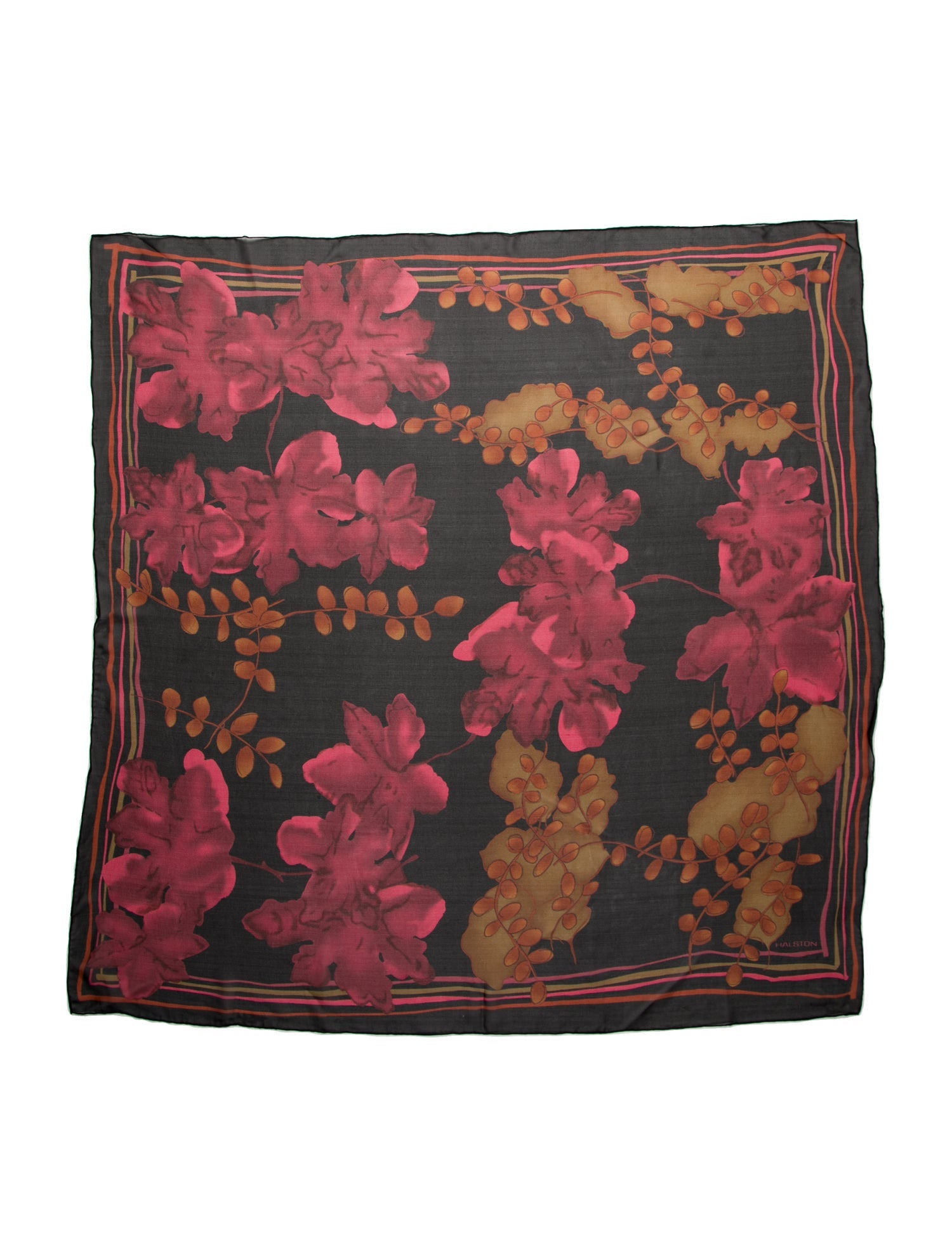 Halston Silk Floral Print Scarf