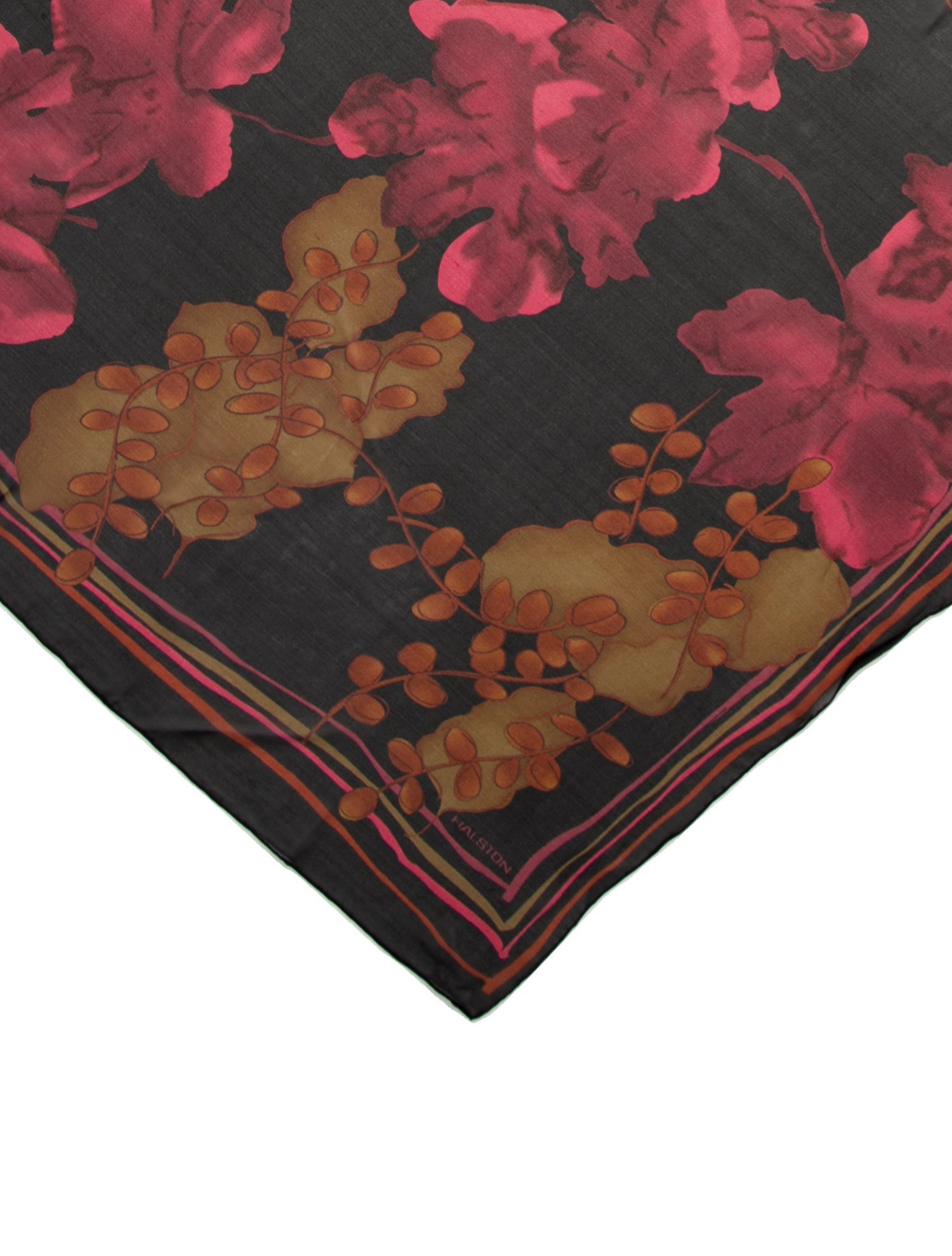 Halston Silk Floral Print Scarf