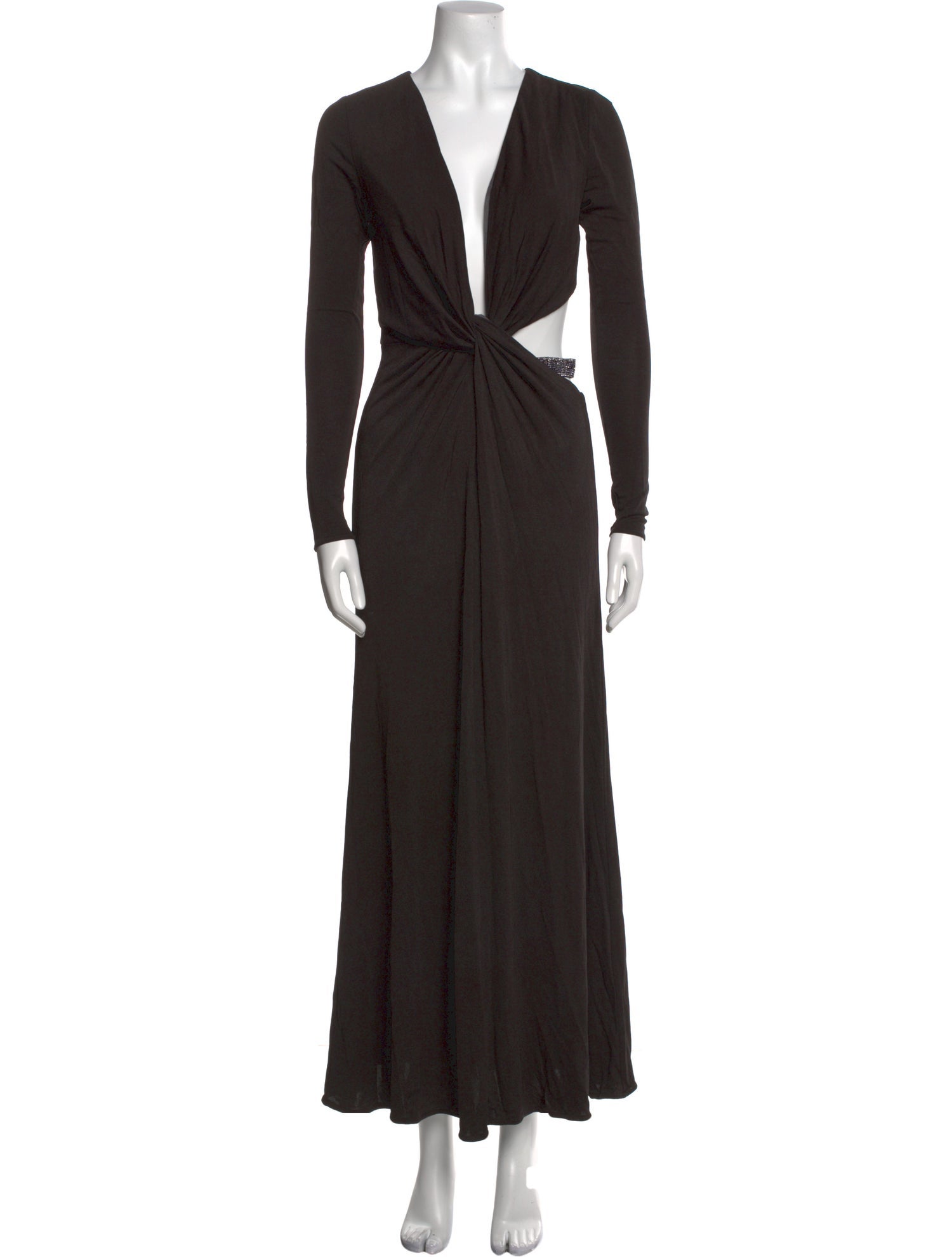 Halston V-Neck Long Dress