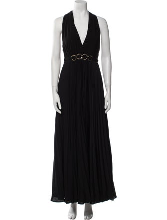 Halston V-Neck Long Dress