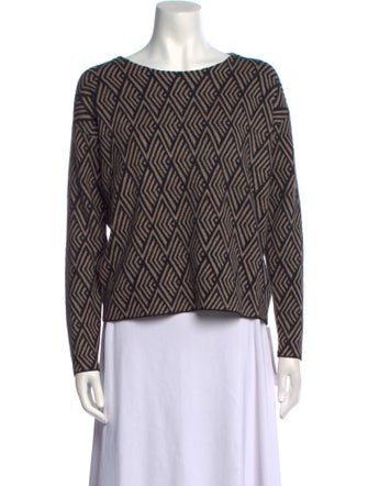 Halston Printed Scoop Neck Sweater
