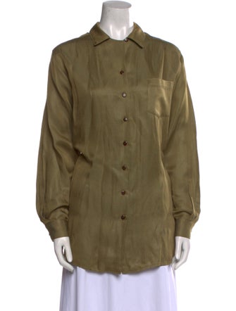 Halston Long Sleeve Button-Up Top