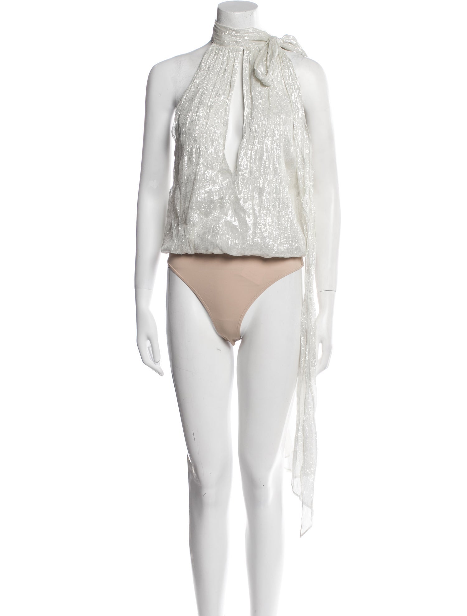 Halston Silk Tie Neck Bodysuit w/ Tags