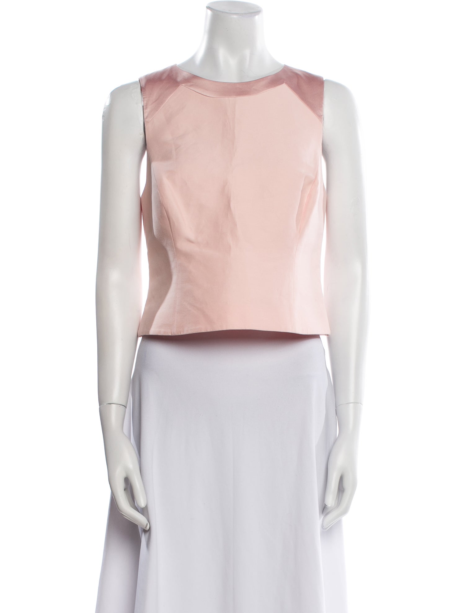 Halston Crew Neck Sleeveless Crop Top