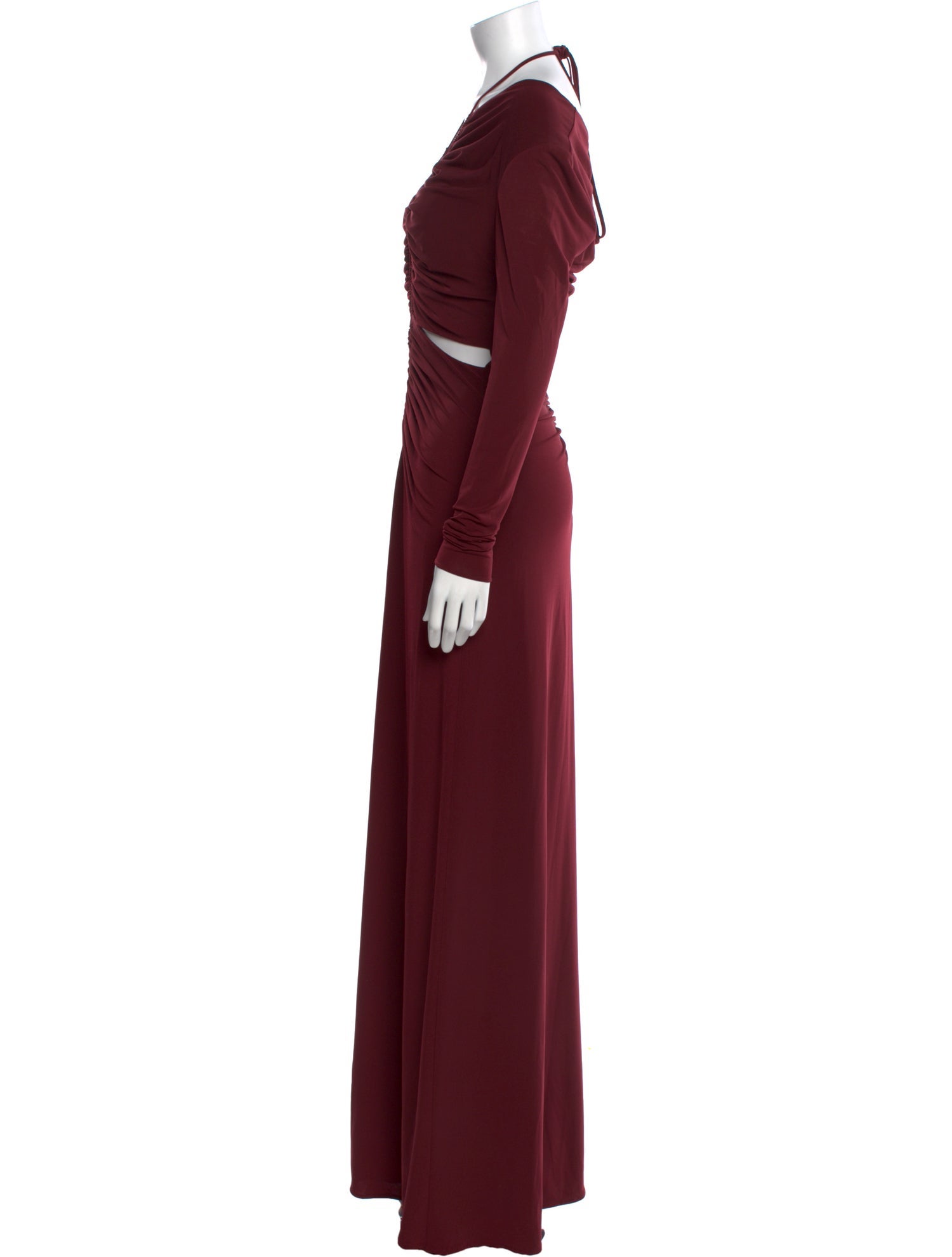 Halston Plunge Neckline Long Dress
