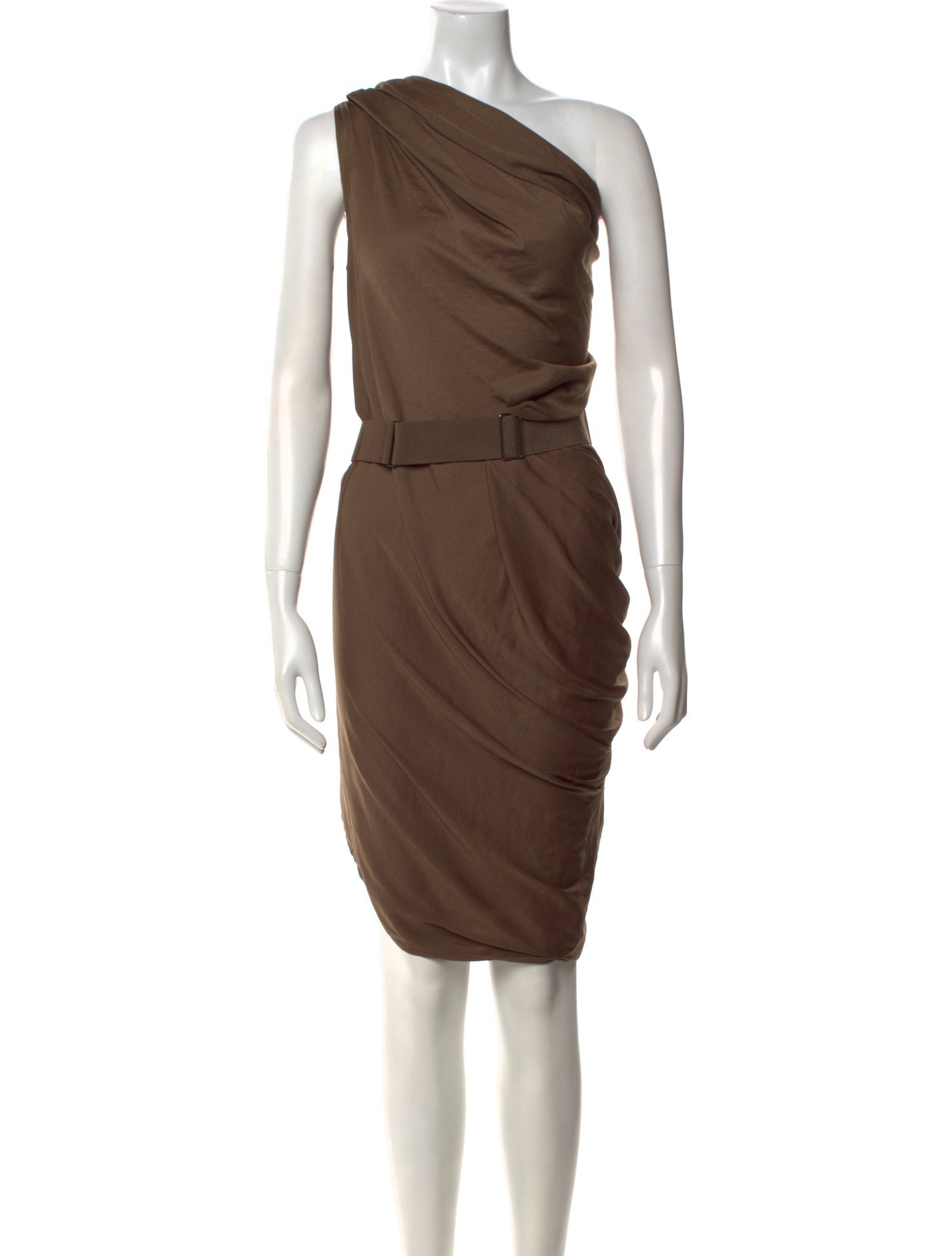 Halston One-Shoulder Midi Length Dress