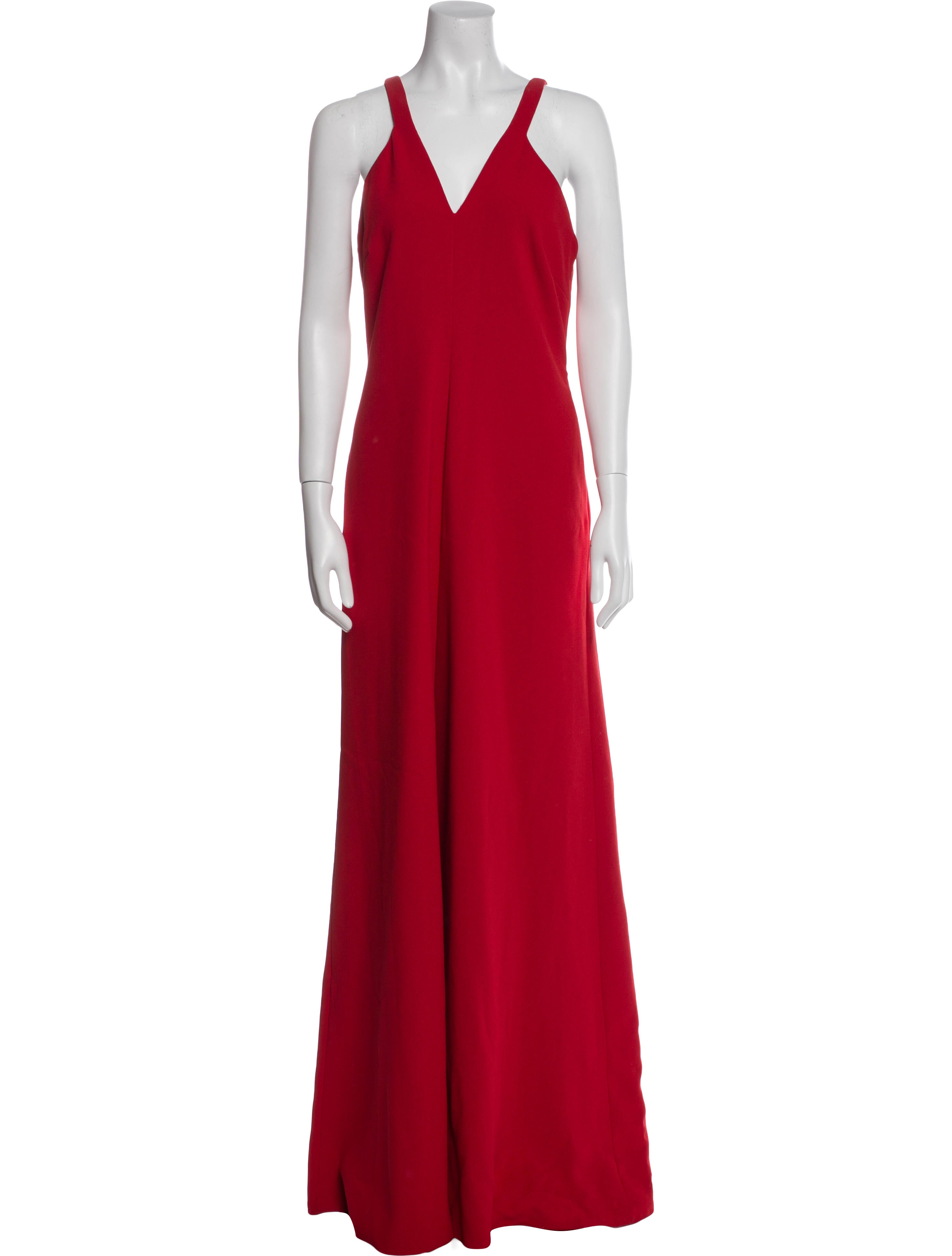 Halston V-Neck Long Dress