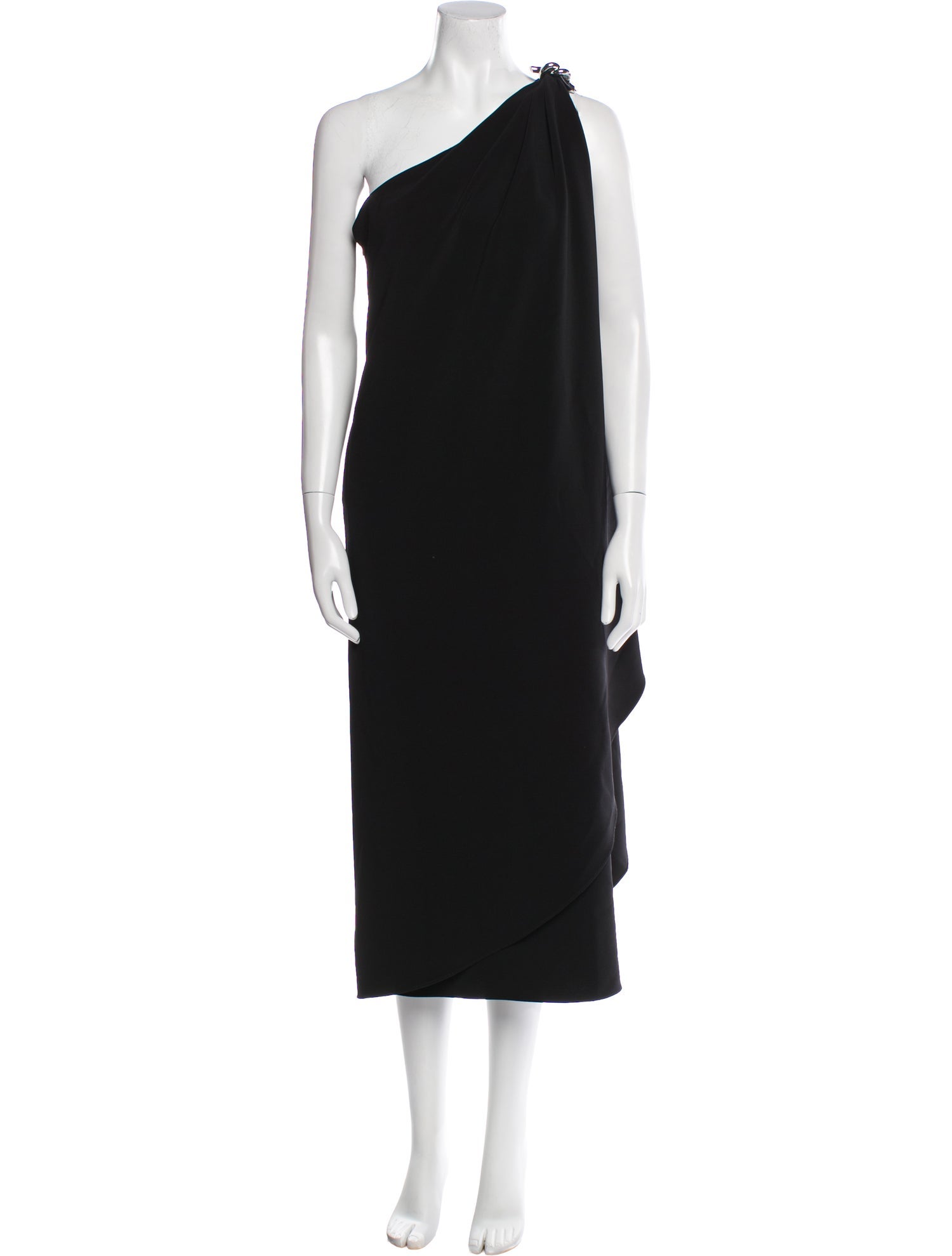 Halston One-Shoulder Midi Length Dress