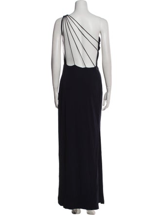 Halston One-Shoulder Long Dress