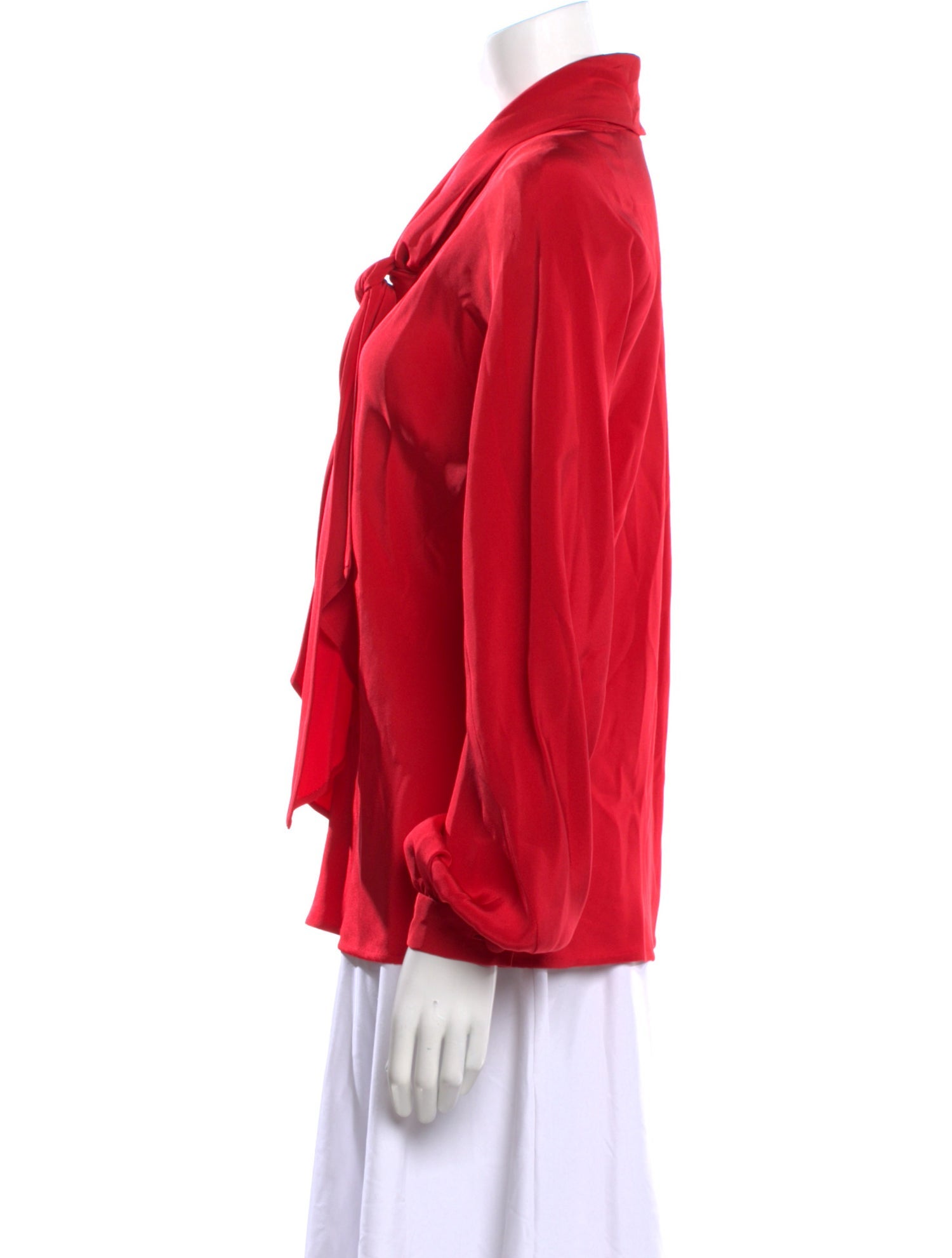 Halston Tie Neck Long Sleeve Blouse