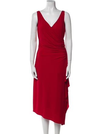 Halston V-Neck Midi Length Dress