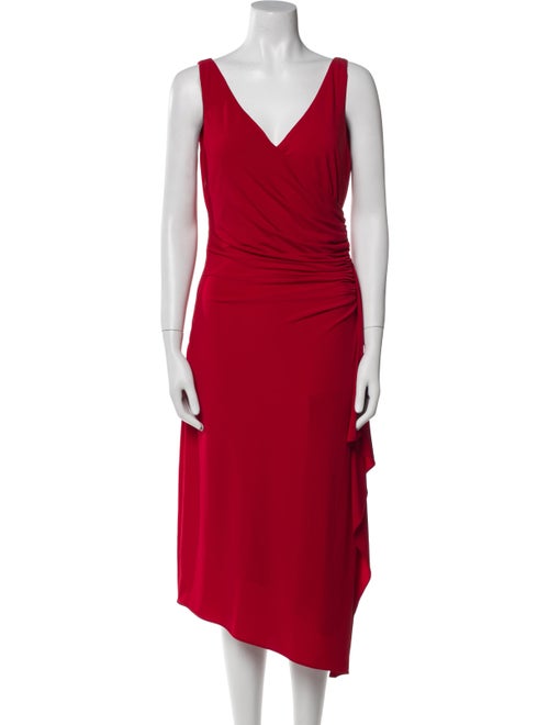 Halston V-Neck Midi Length Dress