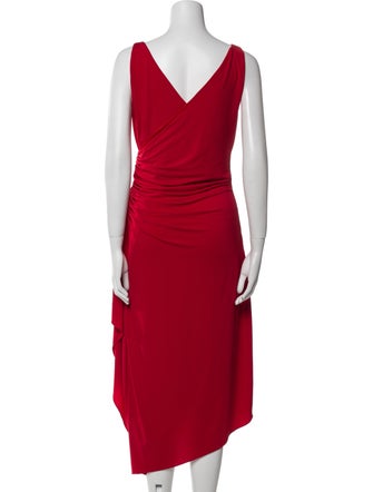 Halston V-Neck Midi Length Dress