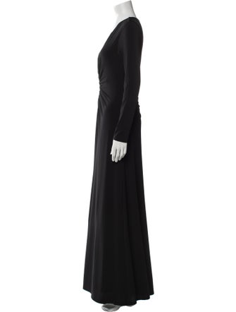 Halston V-Neck Long Dress