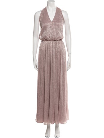 Halston V-Neck Long Dress