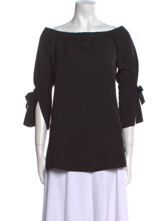 Halston Bateau Neckline Three-Quarter Sleeve Tunic