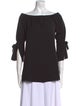 Halston Bateau Neckline Three-Quarter Sleeve Tunic